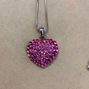 Pink crystal heart brand new necklace!  Adjustable